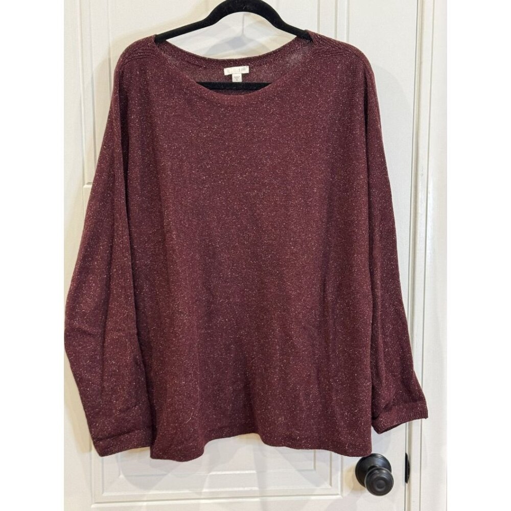 J. Jill Burgundy Speckled XL Crew Neck Sweater Workwear Classic Preppy EUC